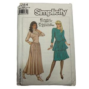 Vintage 80s Simplicity 8284 Pattern Misses 6-16 2 Styles Party Prom Dress Cut
